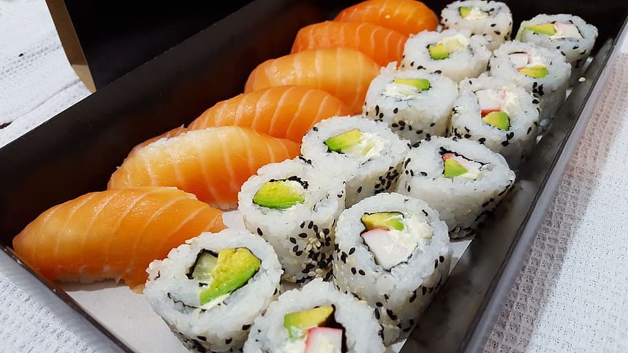 Sushi, Rolls, Japan, Food, Fish, Raw, Rice, japan food, fish raw, salmon, avacado