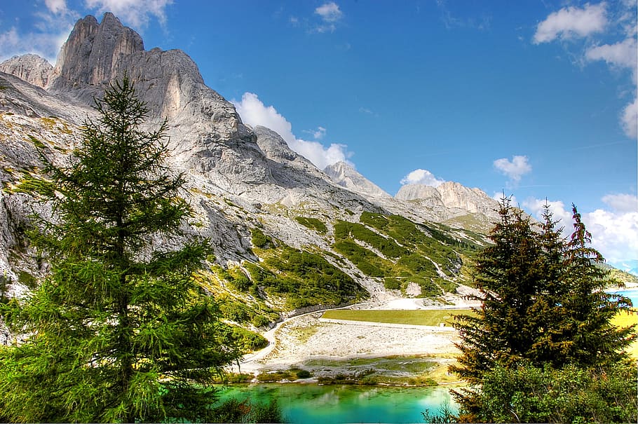 mountain, body, water, Dolomites, Mountains, South Tyrol, Italy, alpine, alpine panorama, view