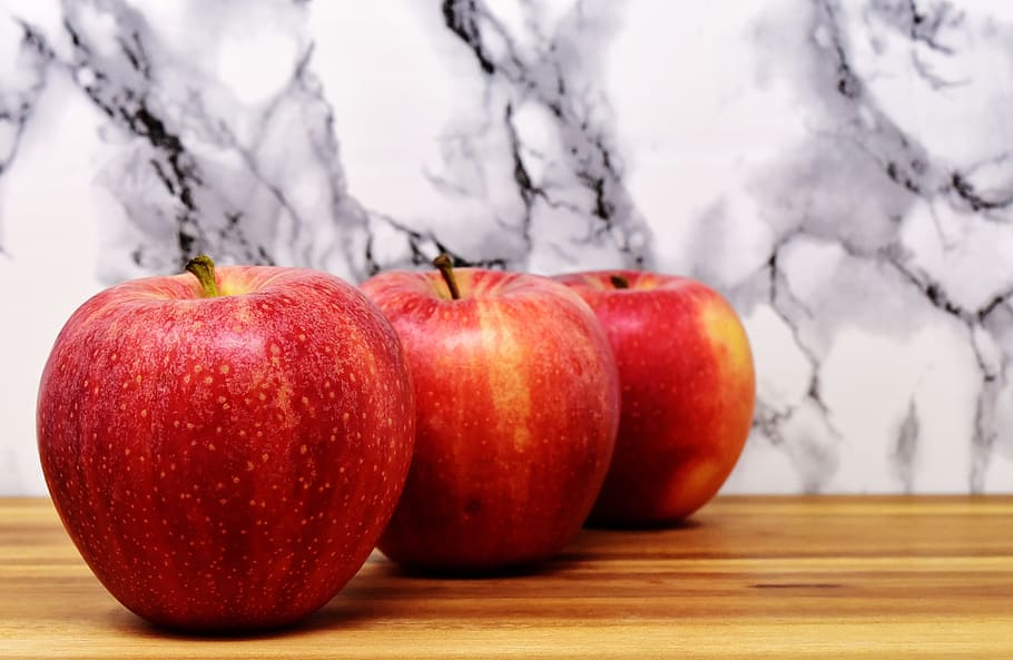 three, red, apple fruits, apple, fruit, red apple, fruits, vitamins, delicious, healthy