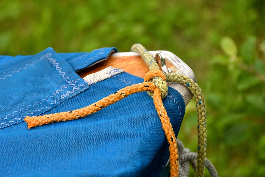 closeup, rope, knot, cord, leash, dew, boot, fixing, canvas, flap