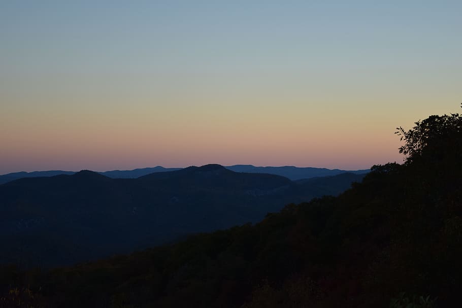 Puesta del sol, montañas, Carolina del Norte, blue ridge parkway, naturaleza, montaña, paisaje, pintorescos, cielo, al aire libre