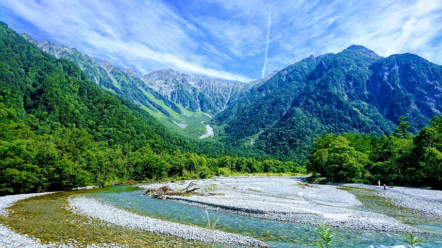 mountain, mt, hiking, nature, mountain scenery, river, kamikochi, hotaka, mountain climbing, mountain landscape