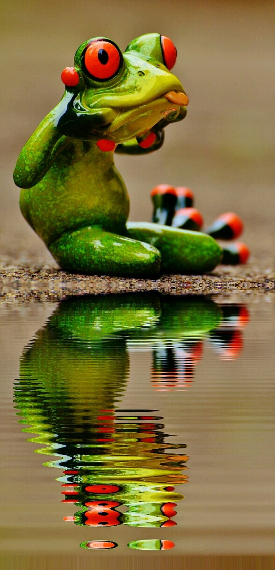 frog, stick out tongue, cheeky, figure, decoration, cute, sweet, fun, ceramic, funny
