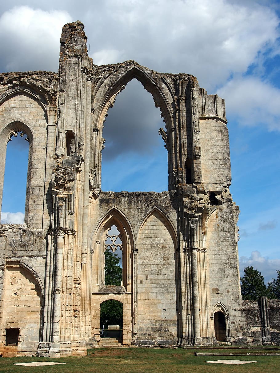 maillezais cathedral, st peter maillezais, ruin, cathedral, france, building, remains, religious, arches, architecture