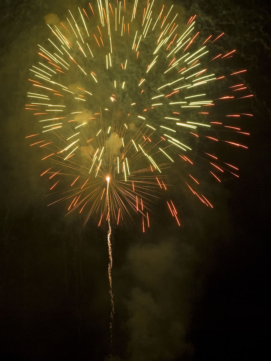 golden fire, fireworks, golden sparks, firework, night, illuminated, firework display, celebration, exploding, motion