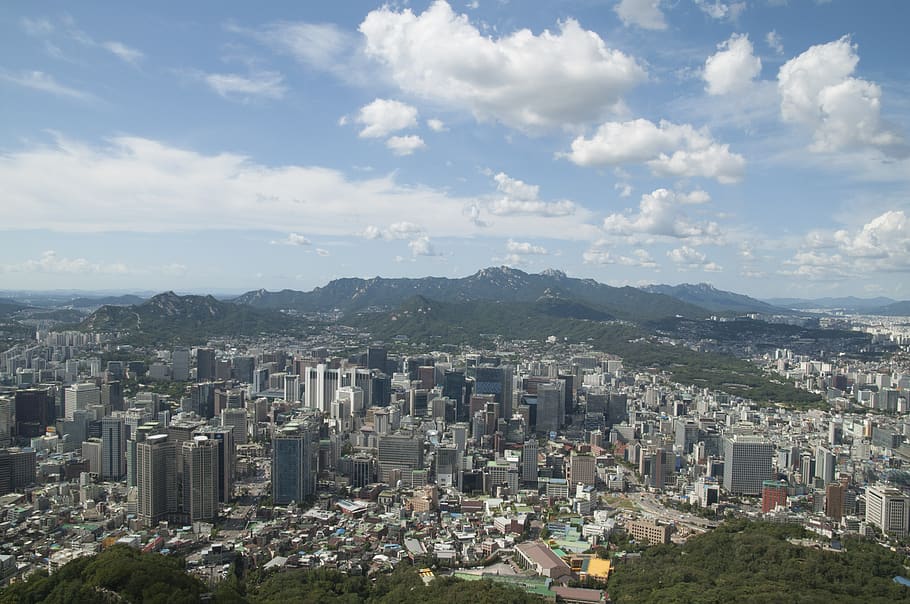 seoul, seoul urban city, korea, cbd, city, building exterior, cityscape, sky, cloud - sky, architecture