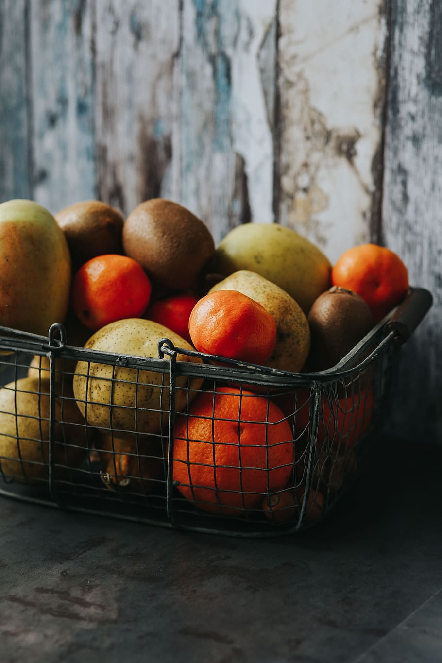 Manzana, cesta, naranja, pera, kiwi, fruta, alimentación saludable, bienestar, comida, comida y bebida
