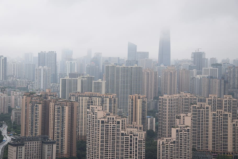 china, chongqing, edificios, ciudad, moderno, famoso, yangtze, rascacielos, ribera, edificio