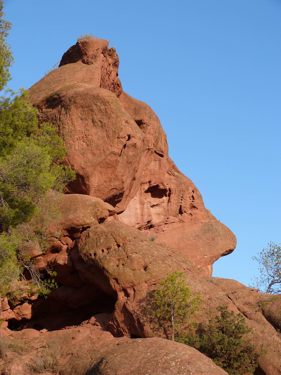 rock, red sandstone, sky, priorat, montsant, face shape, rock formation, rock - object, nature, beauty in nature