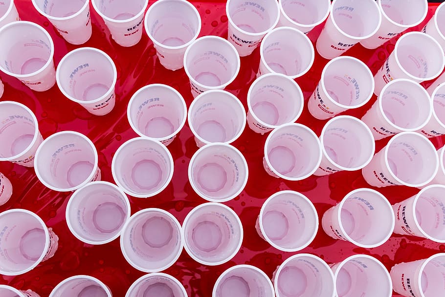 closeup, white, disposable, cup lot, cup, plastic cups, water, typical cuisine, disposable cups, container