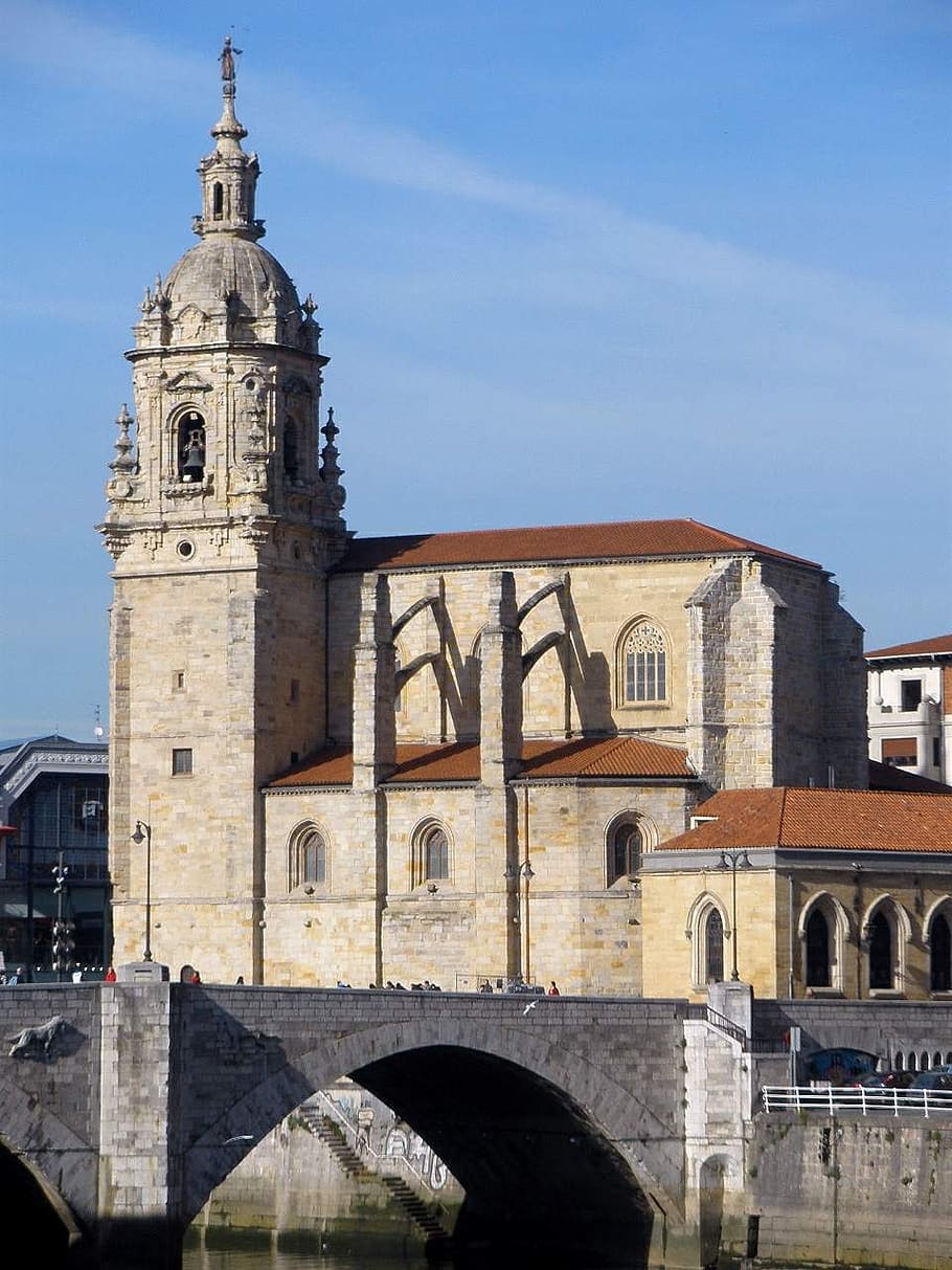 iglesia de san anton, bilbao, puente, españa, arquitectura, edificio, religioso, monumento, histórico, río