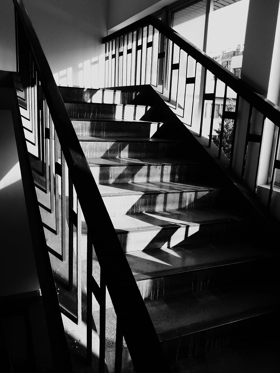 light, shade, Shadow, Light And Shade, light and shadow, stairs, staircase, steps and staircases, steps, railing