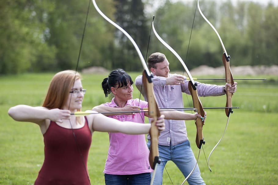 archery, sport, active, group of people, child, girls, childhood, females, women, plant