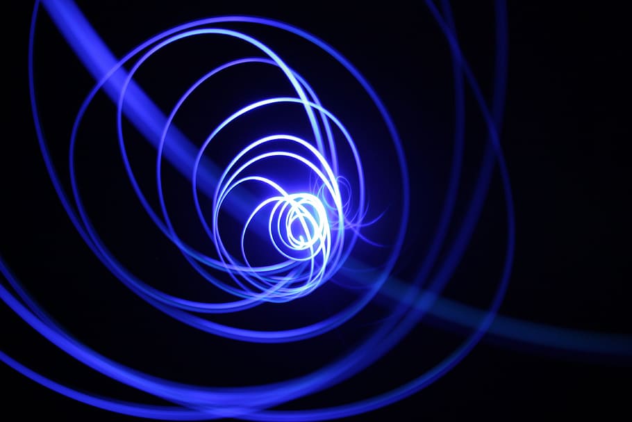 azul, ilustración de luz en espiral, luz, espiral, arte fractal, espacio, energía, brillo, estrella, fantasía