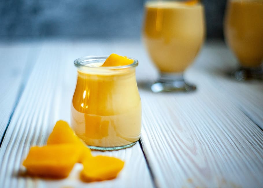 fruit smoothie, clear, glass, mango, drink, fruit, diet, healthy, smoothie, food