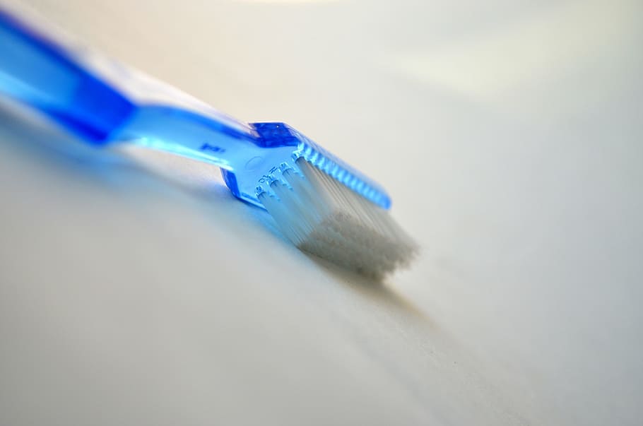 blue, plastic, white, bristle, toothbrush, surface, dental care, hygiene, dental, brush