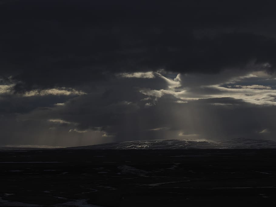 natureza, paisagem, islândia, montanhas, céu, nuvens, sombrio, ameaçador, nuvem - céu, tempestade