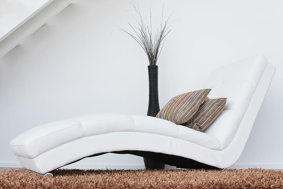 white, leather lounger sofa, top, brown, area rug, couch, sofa, furniture, furniture pieces, relax