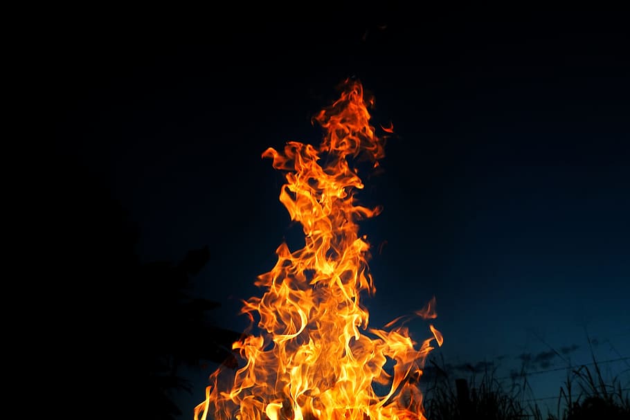 nyala selama malam hari, api, efek, panas, oranye, ganas, terbakar, pembakaran, panas-suhu, api-fenomena alam