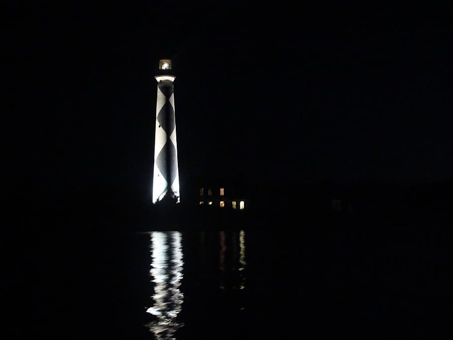 lighthouse, cape lookout, night, beacon, historic, outer banks, north carolina, usa, scenic, architecture