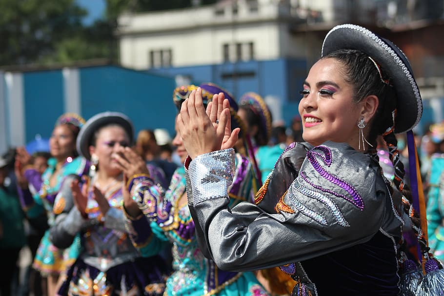 mulheres, dança do traje, rua, dança peruana, cultura, dança, traje, moda, cidade, peruano