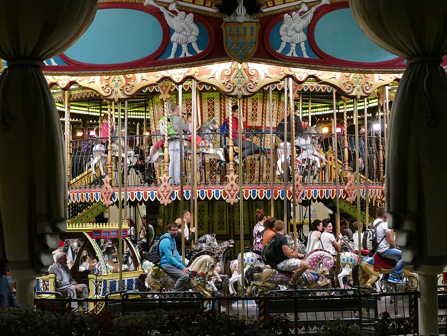 carousel, children, folk festival, year market, pleasure, carnies, theme park, joy, group of people, amusement park