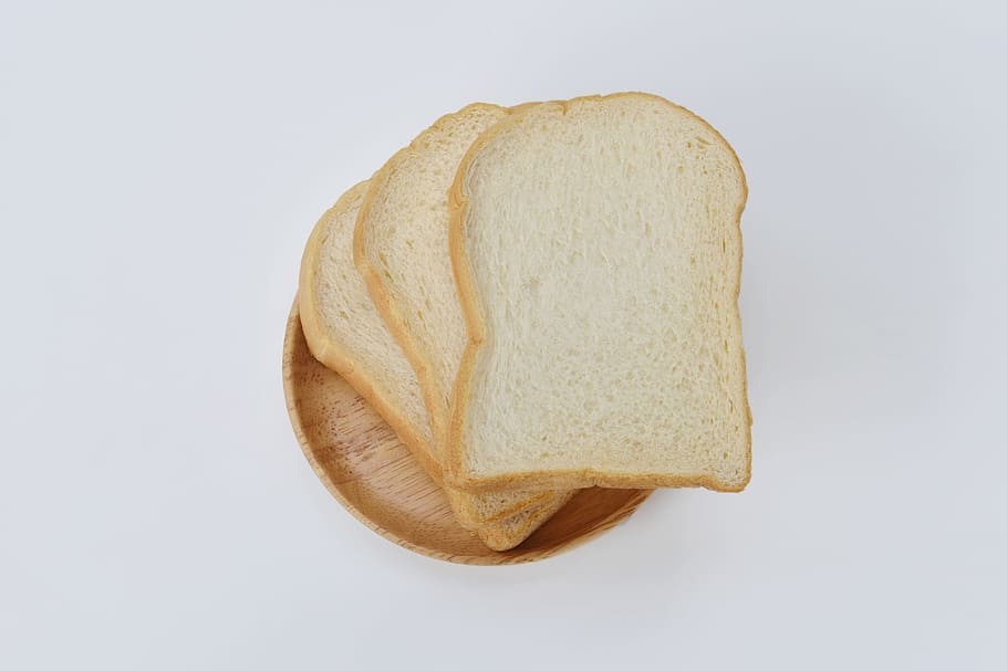 three, sliced, breads, round, beige, plate, Bread, White, Food, Loaf