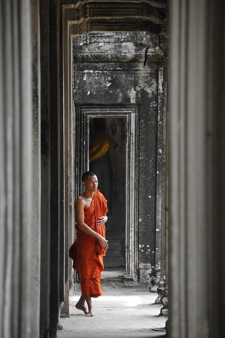 캄보디아, 수도사, 앙코르 와트, 아시아, 앙코르, 종교, 신전, 프놈펜, 건축물, 전체 길이