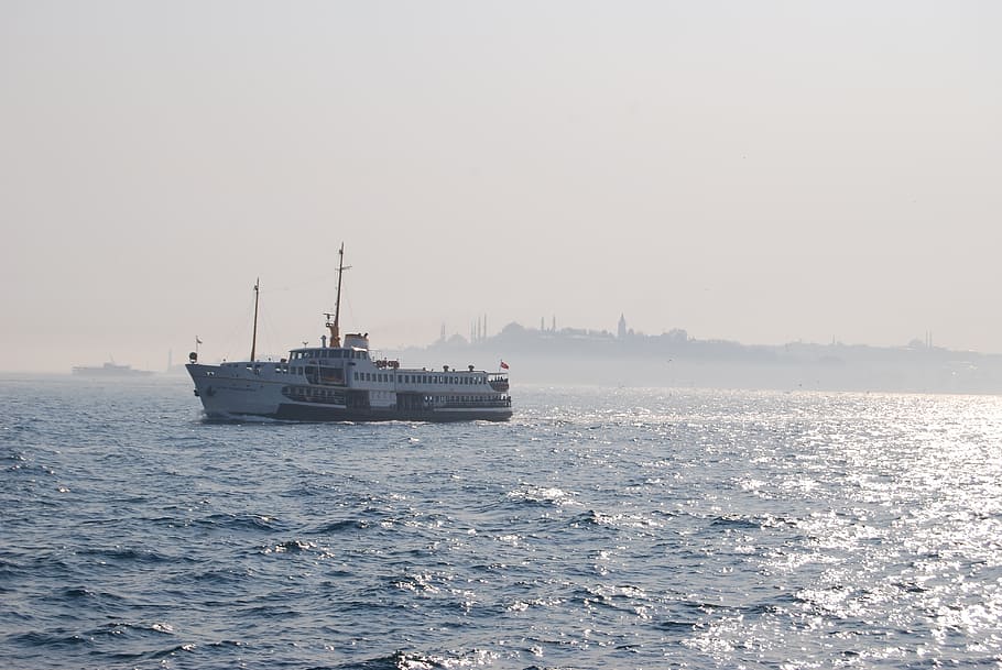 istanbul, turkey, ferry, bosphorus, nautical vessel, transportation, water, mode of transportation, sea, sky