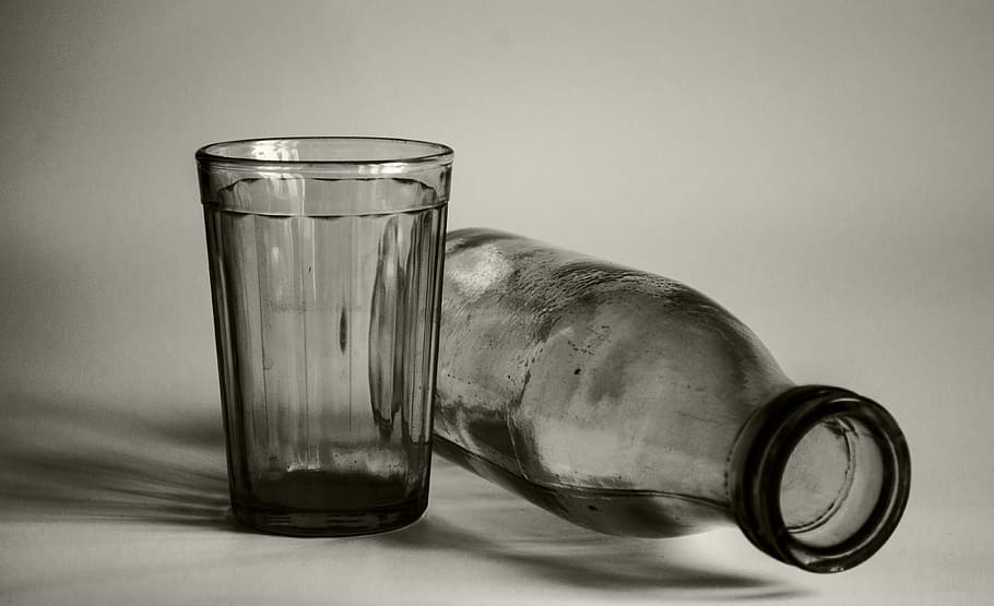 glass, bottle, black and white, still life, yogurt, old, soviet, retro, bottles, glass bottle