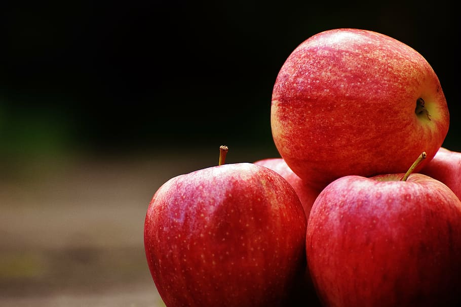 selectivo, fotografía de enfoque, rojo, manzanas, manzana, delicioso, fruta, maduro, manzana roja, frisch