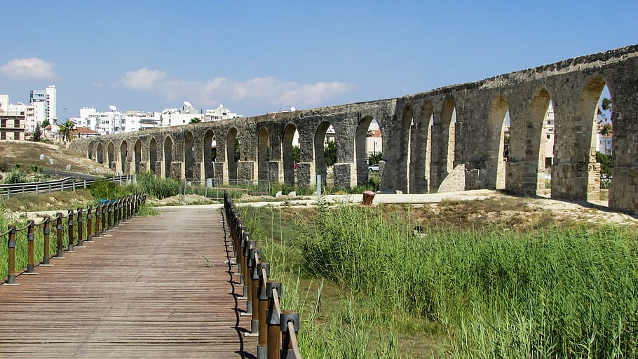 kamares aqueduct, aqueduct, architecture, water, stone, monument, ottoman, sightseeing, cyprus, larnaca