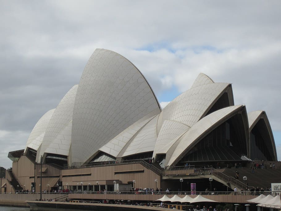 Sydney, gedung opera, gedung konser, arsitektur, opera, australia, Place yang terkenal, eksterior bangunan, struktur yang dibangun, awan - langit