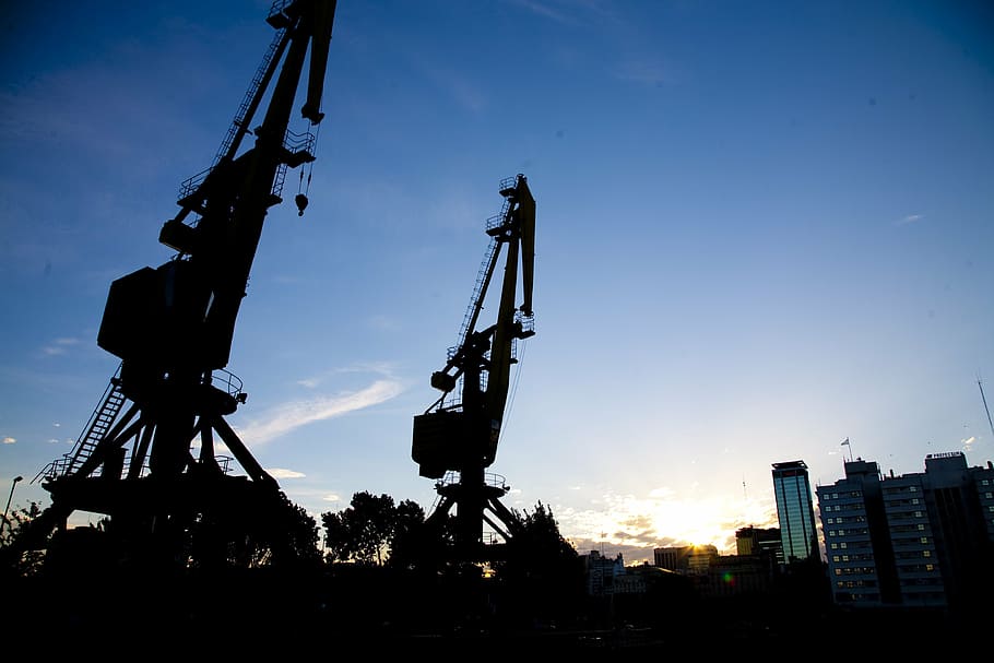 buenos aires, city, puerto madero, argentina, architecture, cranes, port, buenos aires argentina, sky, machinery
