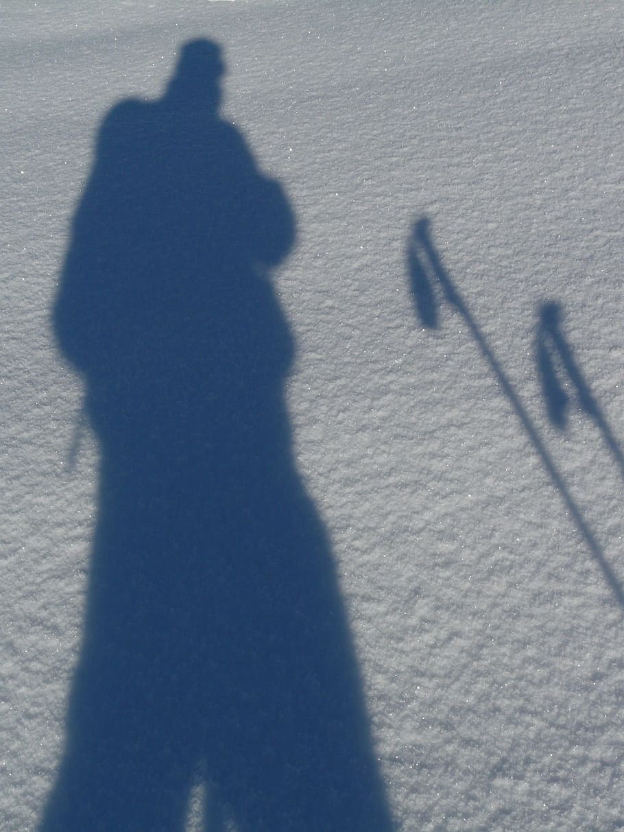 Autorretrato, retrato, fotografía, fotógrafo, tomar una instantánea, sombra, imagen, foto, cámara, bastón de esquí