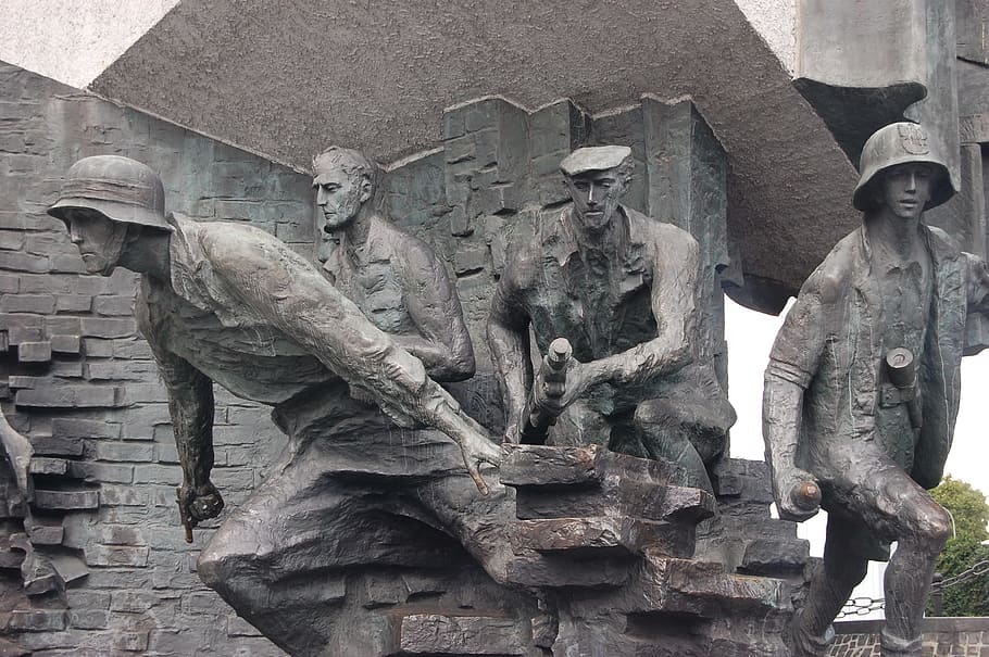 four, soldier, concrete, statues, Monument, Warsaw, Cialis, Fight, rising, war
