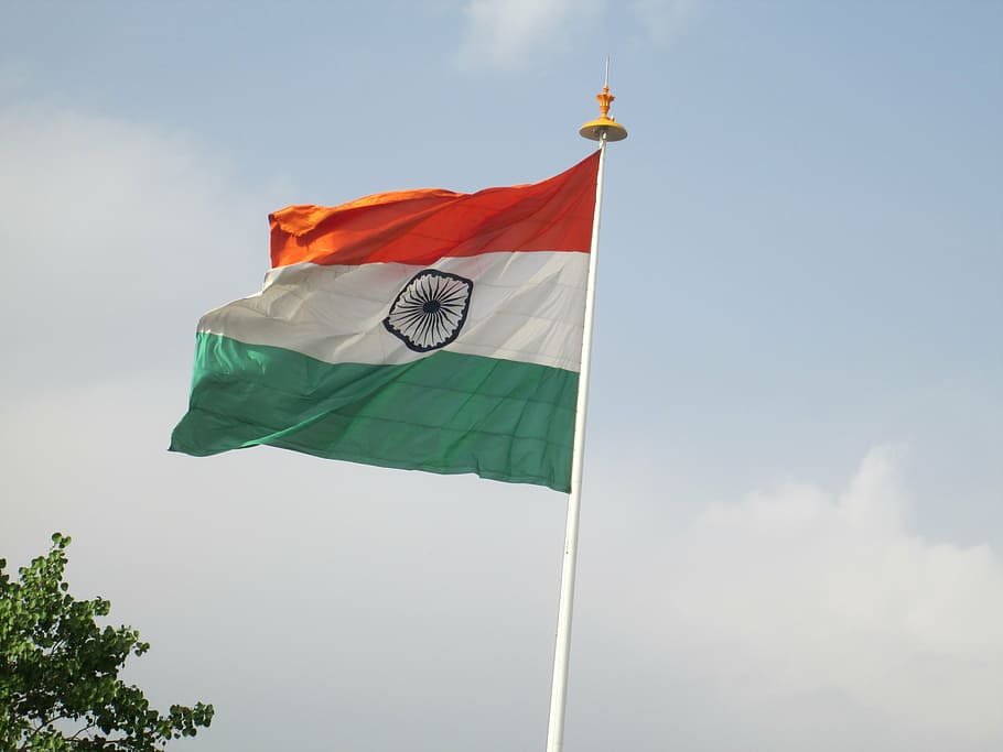 bandeira, índia, branco, céu, país, símbolo, cooperação, cor, apoio, independência