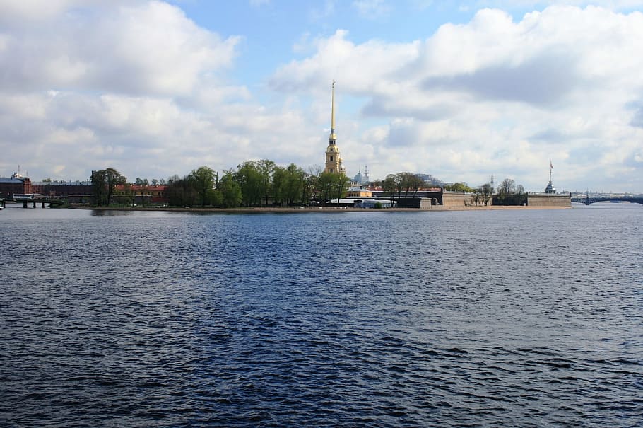 river, neva, deep, wide, fresh, water, ripples, fortress, peter and paul, spire