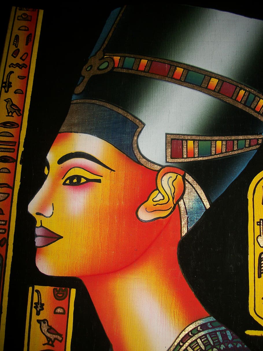 ilustração do faraó, nefertiti, egito, rainha, egípcio, antiga, Cleópatra, rosto, faraó, mulher