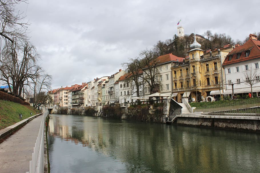 ljubljana, slovenia, karachi, europe, water, built structure, architecture, building exterior, sky, cloud - sky
