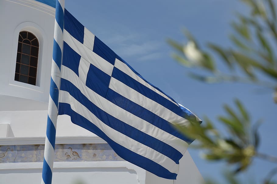 santorini, feriados, diretório, grécia, verão, grego, mediterrâneo, turismo, azul, bandeira