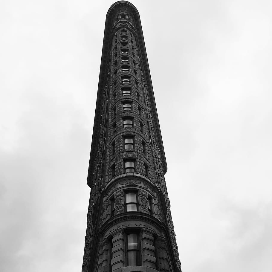 building, nyc, architecture, black And White, tower, built Structure, famous Place, building Exterior, low angle view, sky