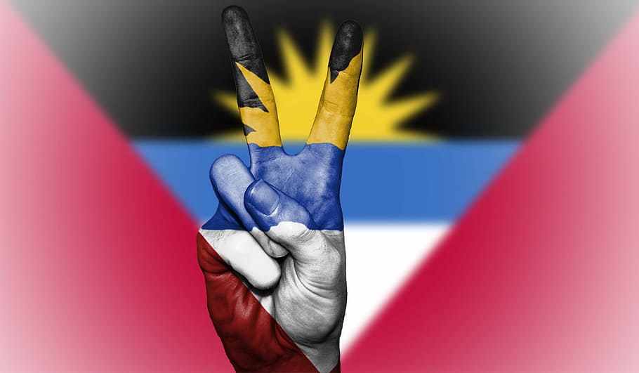 antigua y barbuda, paz, bandera, antigua, barbuda, nacional, fondo, pancarta, colores, país