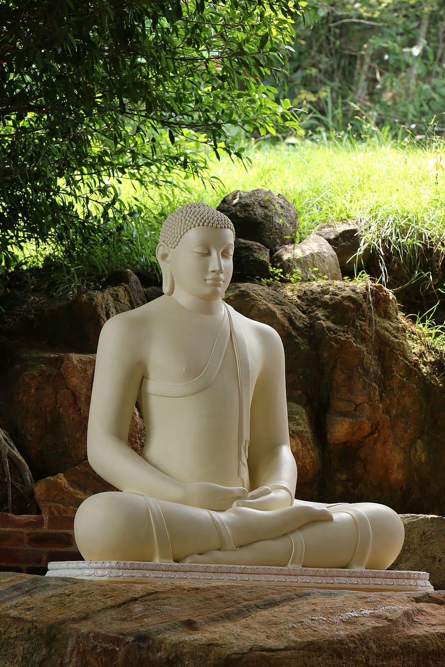 sculpture, stone, people, meditation, buddha, statue, buddhism, buddhist, sri lanka, monk