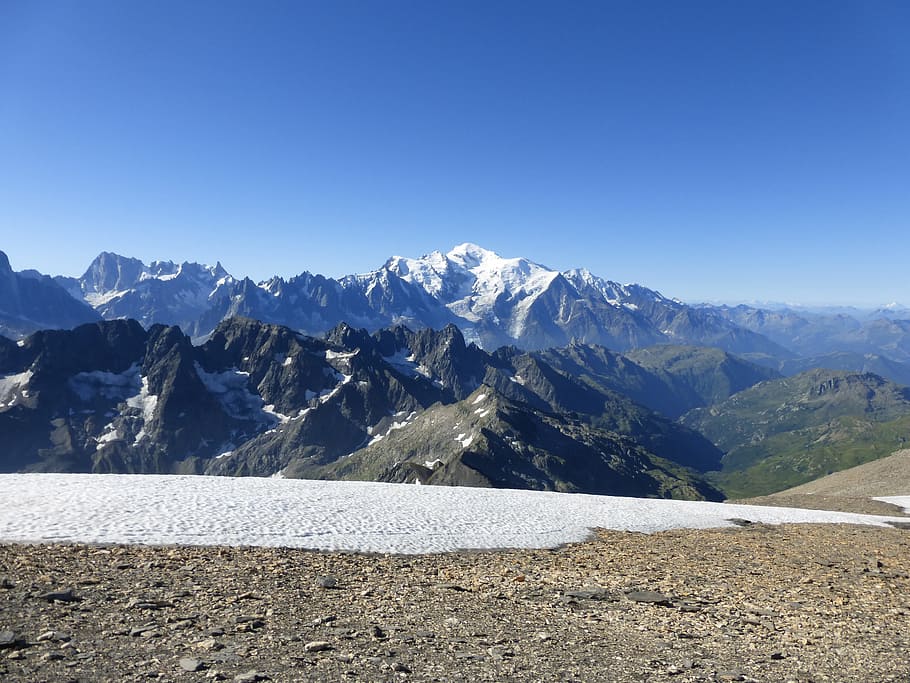 Mont Blanc, Mountain, Alps, Haute-Savoie, mountains, summer, landscape, nature, mountain Range, snow
