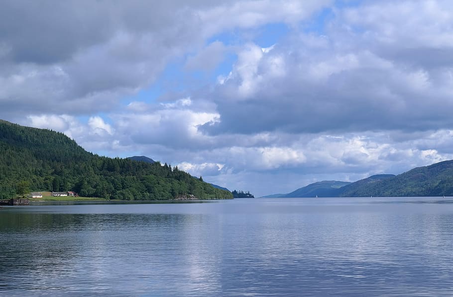 Scotland, Lake, Quiet, Sky, Blue, Clouds, sky, blue, summer, mountains, natural