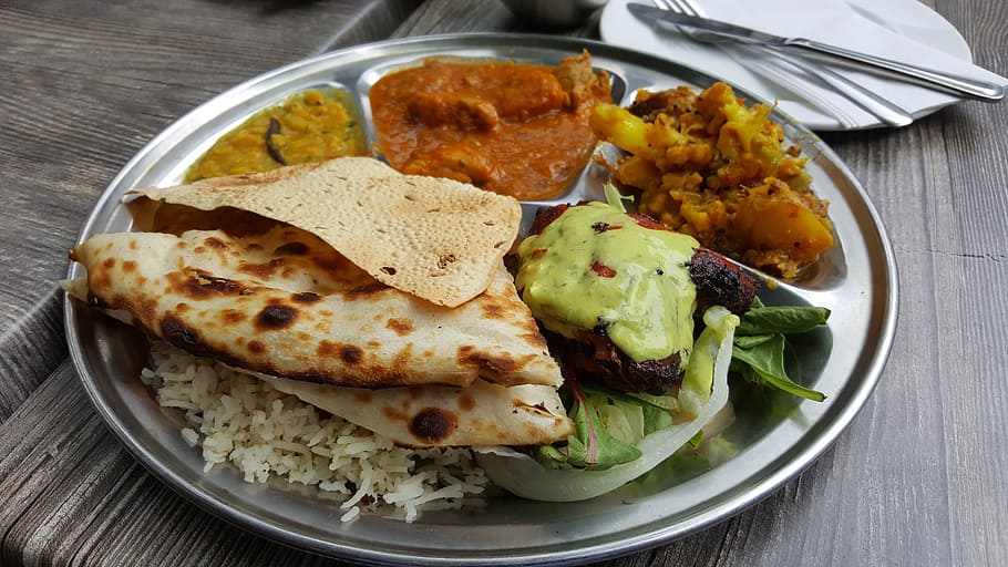 プレート, タリ皿, インド, 食べ物, インド料理, 食べ物と飲み物, 健康的な食事, 野菜, 皿, フォーク