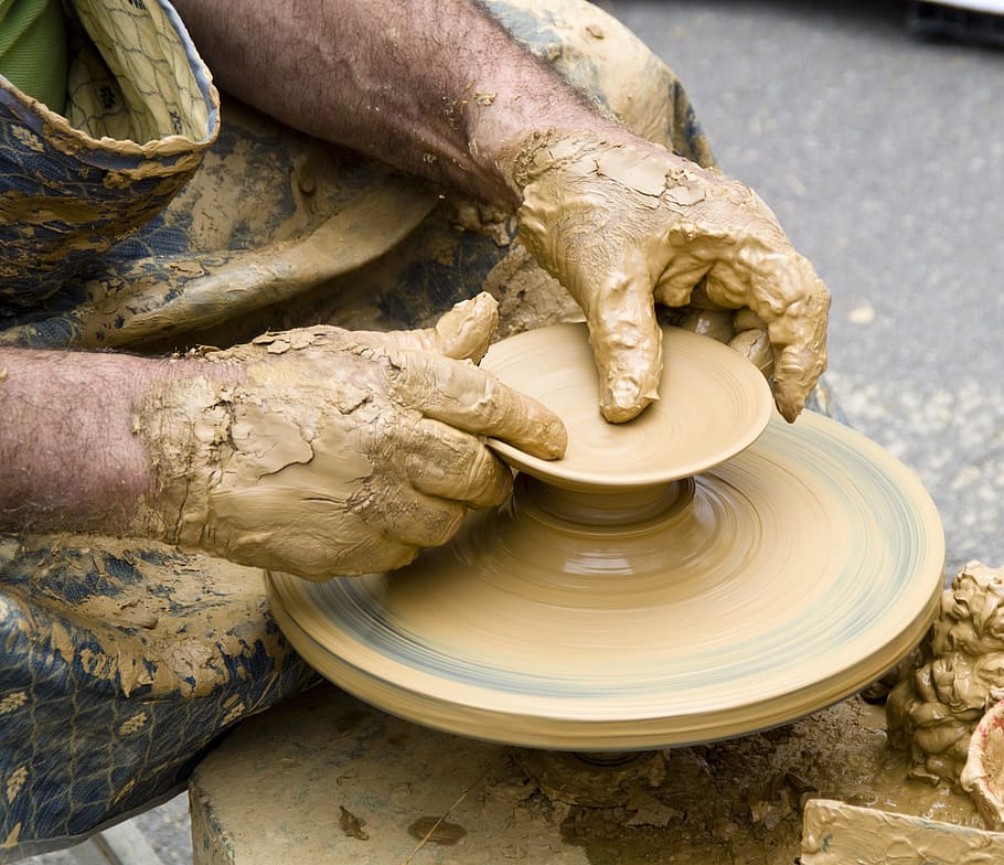 person, shaping, brown, clay, ceramic, art, food, old, sculpture, earthenware
