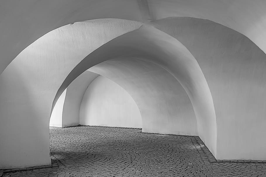 arch pathway, vault, away, gang, old, round arch, architecture, building, historically, stone