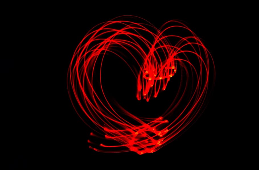 red heart illustration, heart, led, light, red, led light, points of light, light pipe, lighting, abstract